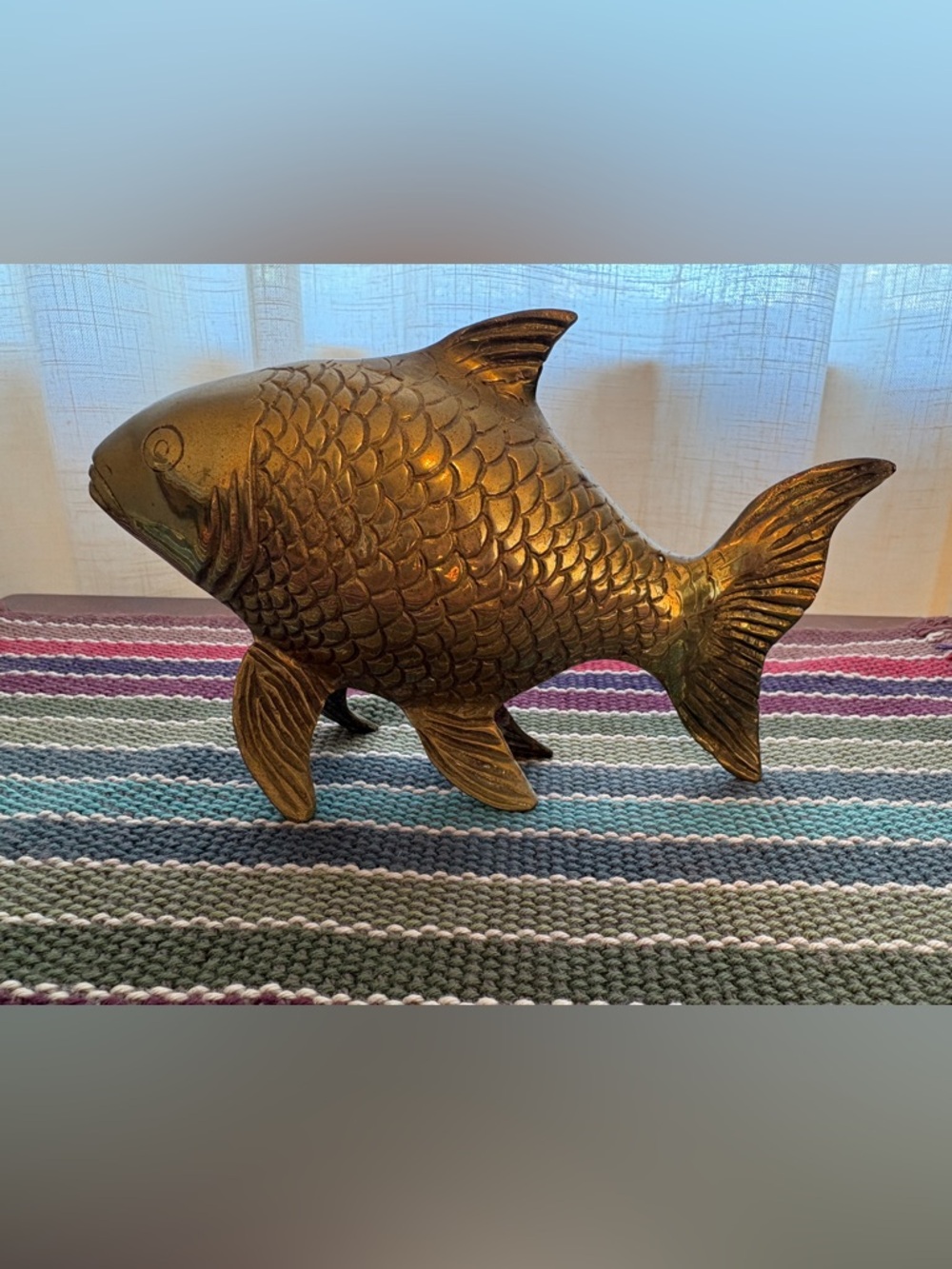 Brass Fish Statue Decorative Accent - Gold